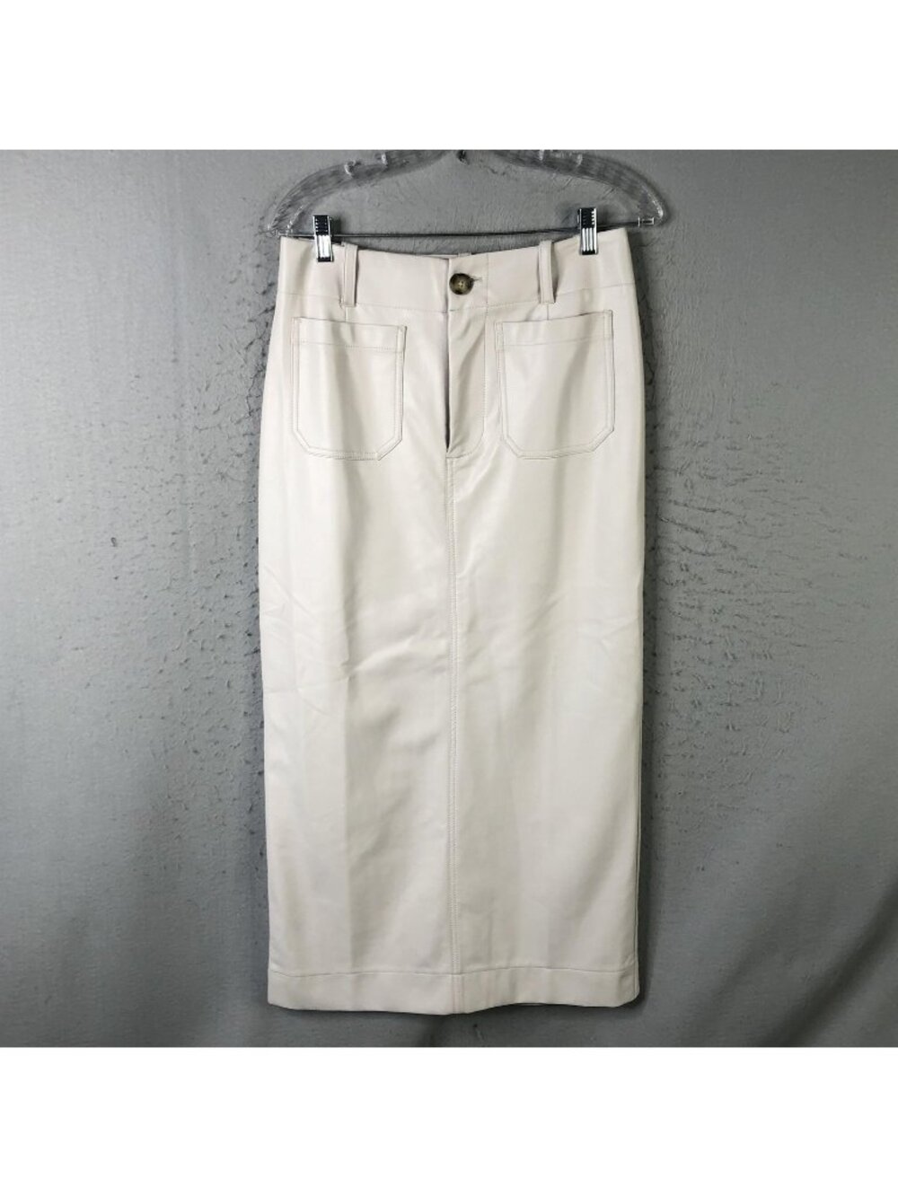 Maeve By Anthropologie Skirt Womens Small White Faux Leather Long Pencil Pockets